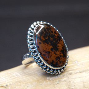 Silberring mit Mahagoni Obsedian W16,9