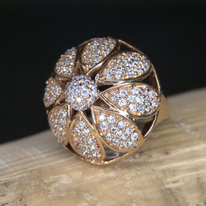 auffälliger Silberring mit Zirkonia Größe 52 (Ø ca. 16,6 mm)