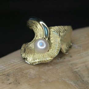 Silberring vergoldet mit Perle W17,2