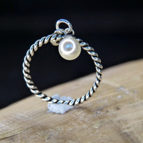 Silberring mit beweglicher Perle W18