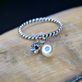 Silberring mit beweglicher Perle W18