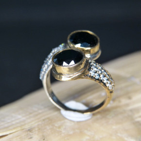 Silberring Teilvergoldet mit Granat W17 bis 17,5