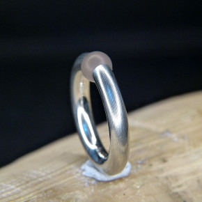 Silberring mattiert mit Rosenquarz, Marke "Bernd Wolf" W17,2