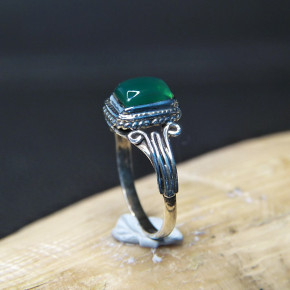 Silberring mit grünem Achat W17,5