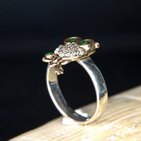 Silberring mit Eulenmotiv Größe 60 (Ø ca. 19,1 mm) / Peridot