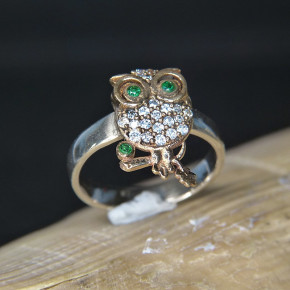 Silberring mit Eulenmotiv Größe 60 (Ø ca. 19,1 mm) / Peridot