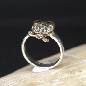 Silberring mit Eulenmotiv Größe 54 (Ø ca. 17,2 mm) / Granat