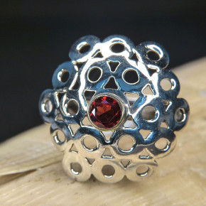 Silberring mit Granat oder Amethyst Größe 56 (Ø ca. 17,8 mm) / Granat