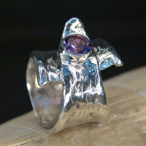 Silberring mit Onyx oder Amethyst Größe 63 (Ø ca. 20,1 mm) / Amethyst