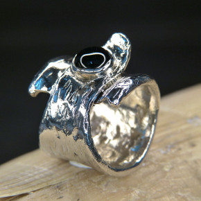 Silberring mit Onyx oder Amethyst Größe 54 (Ø ca. 17,2 mm) / Onyx