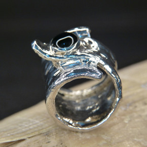 Silberring mit Onyx oder Amethyst Größe 54 (Ø ca. 17,2 mm) / Onyx