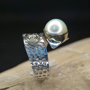 Silberring mit Perle W56 bis 62