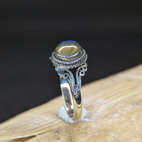 Silberring mit Labradorit Größe 51 (Ø ca. 16,3 mm) / Labradorit