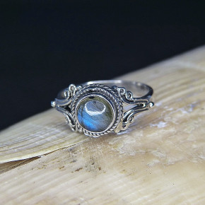 Silberring mit Labradorit Größe 51 (Ø ca. 16,3 mm) / Labradorit
