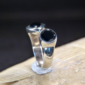 Silberring mit Onyx oder Amethyst Größe 56 (Ø ca. 17,8 mm) / Onyx