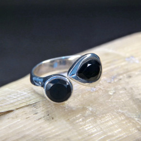 Silberring mit Onyx oder Amethyst Größe 56 (Ø ca. 17,8 mm) / Onyx