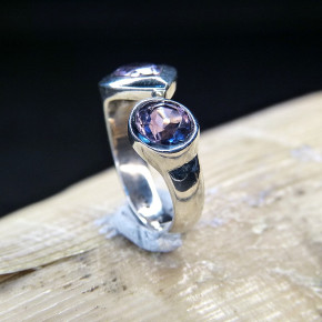 Silberring mit Onyx oder Amethyst Größe 55 (Ø ca. 17,5 mm) / Amethyst