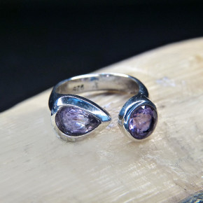 Silberring mit Onyx oder Amethyst Größe 55 (Ø ca. 17,5 mm) / Amethyst