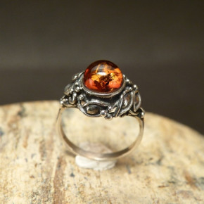 Silberring mit Bernstein Größe 55 (Ø ca. 17,5 mm)
