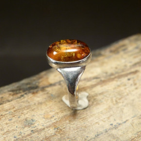 Silberring mit Bernstein Größe 52 (Ø ca. 16,6 mm)