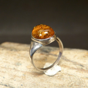 Silberring mit Bernstein Größe 52 (Ø ca. 16,6 mm)