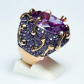 pompöser Silberring mit Rosèvergoldung und Zirkonia W55 bis 62