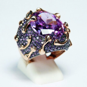 pompöser Silberring mit Rosèvergoldung und Zirkonia W55 bis 62